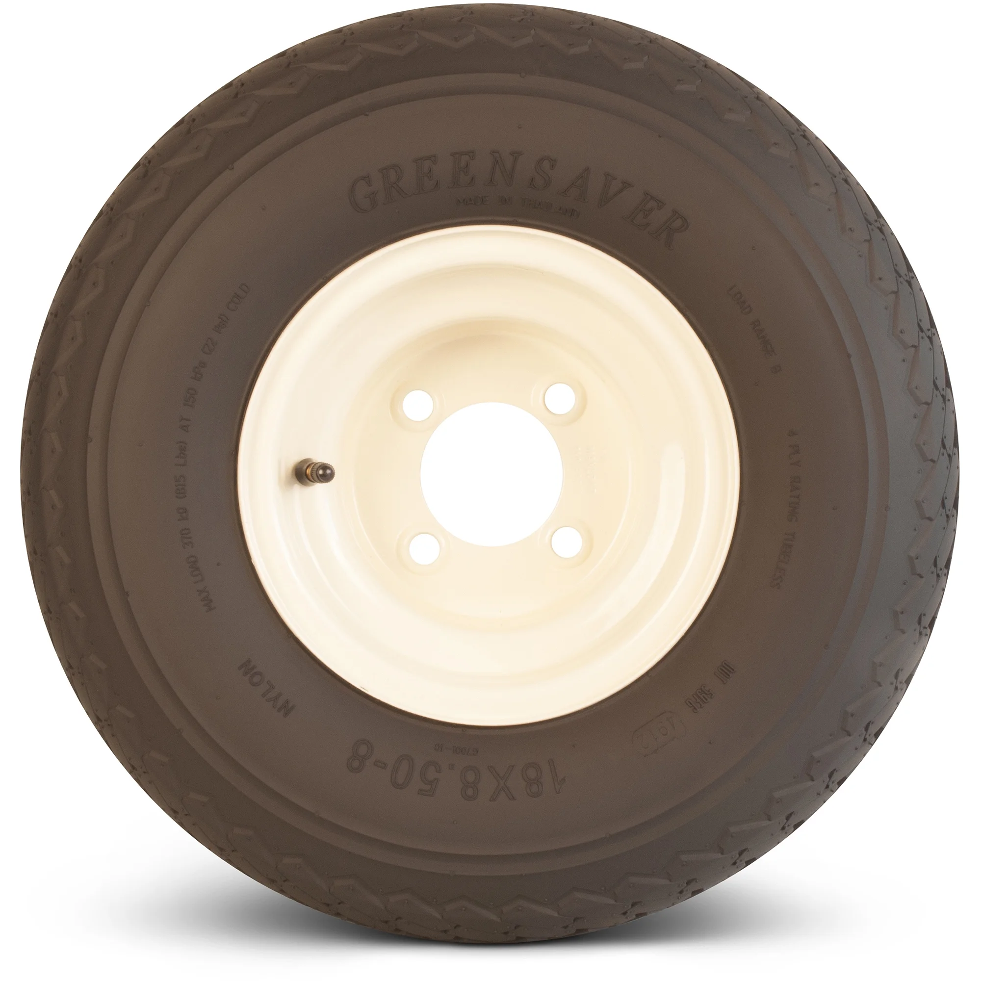 Greenball Greensaver 18X8.50-8 4 PR Golf Cart Tire and Wheel 4 lug Almond Color Wheel - Inhomebuy