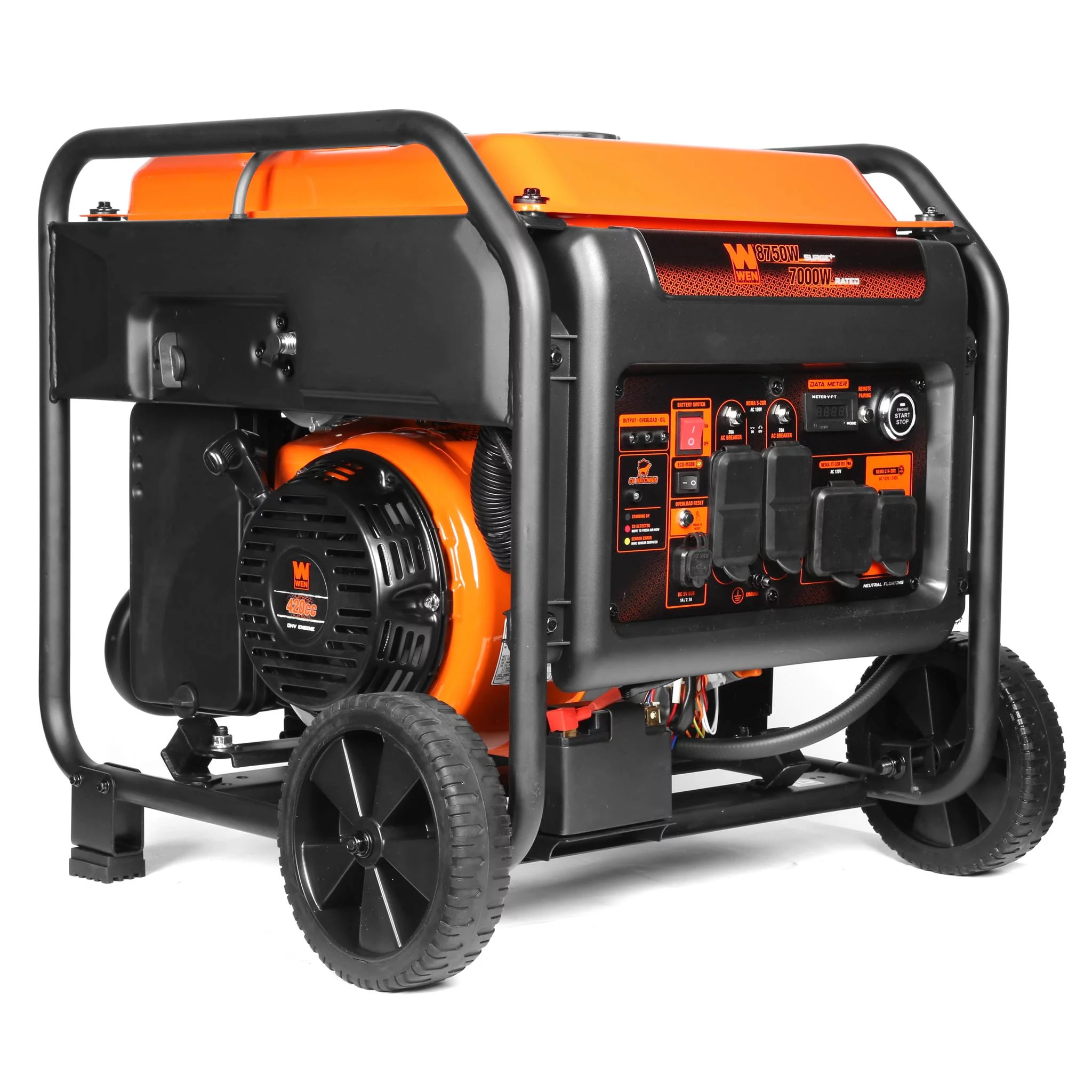 WEN 8750-Watt RV and Transfer-Switch-Ready 120V/240V Dual Fuel Open Frame Inverter Generator with Remote Electric Start and CO Shutdown Sensor - Inhomebuy