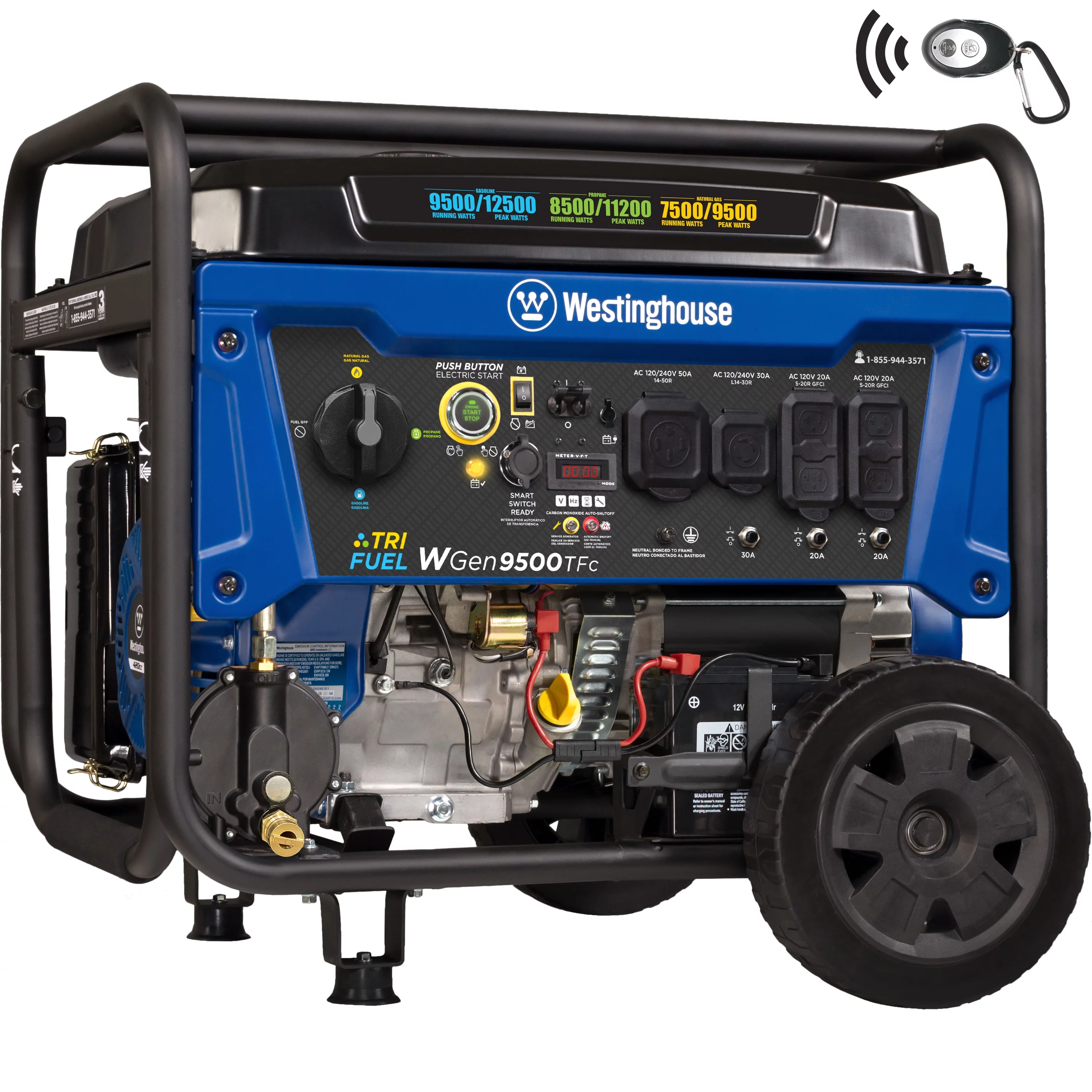Westinghouse 12,500 Peak Watt Dual Fuel Portable Generator, Gas/Propane, Transfer Switch Ready, CO Sensor - Inhomebuy