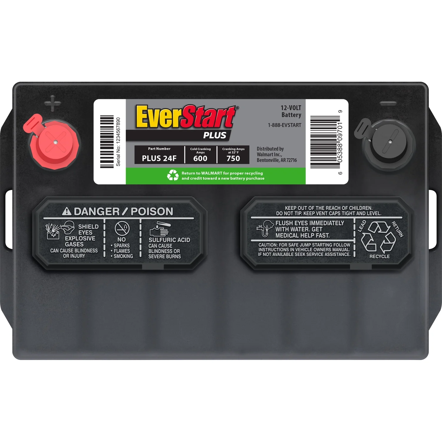EverStart Plus Lead Acid Automotive Battery, Group Size 24F 12 Volt, 600 CCA - Inhomebuy