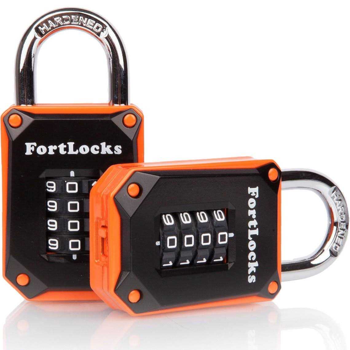 FortLocks Gym Locker Lock 4 Digit, Heavy Duty, Hardened Stainless Steel, Weatherproof and Outdoor Combination Padlock - Inhomebuy
