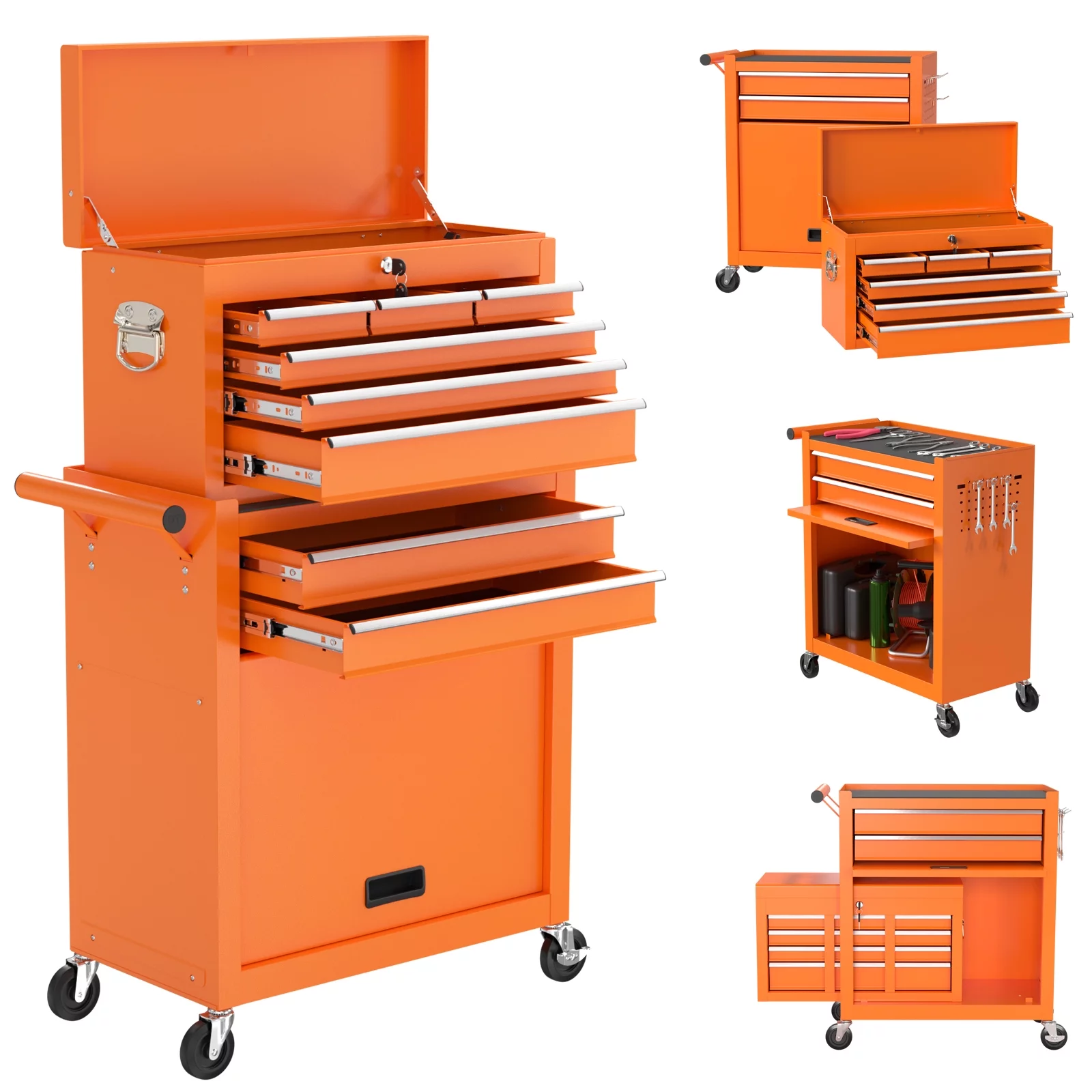 BCBYou 8-Drawer Rolling Tool Chest Removable Storage with Sliding Drawers, High Capacity with Wheels, Keyed Locking System box Organizer - Inhomebuy