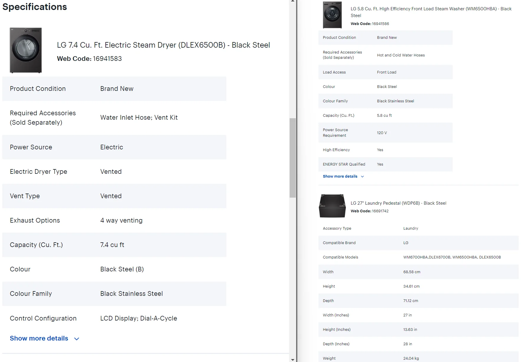 LG 4PC LAUNDRY 6500/WM6500HBA/DLEX6500B/WDP6B X2 - Inhomebuy