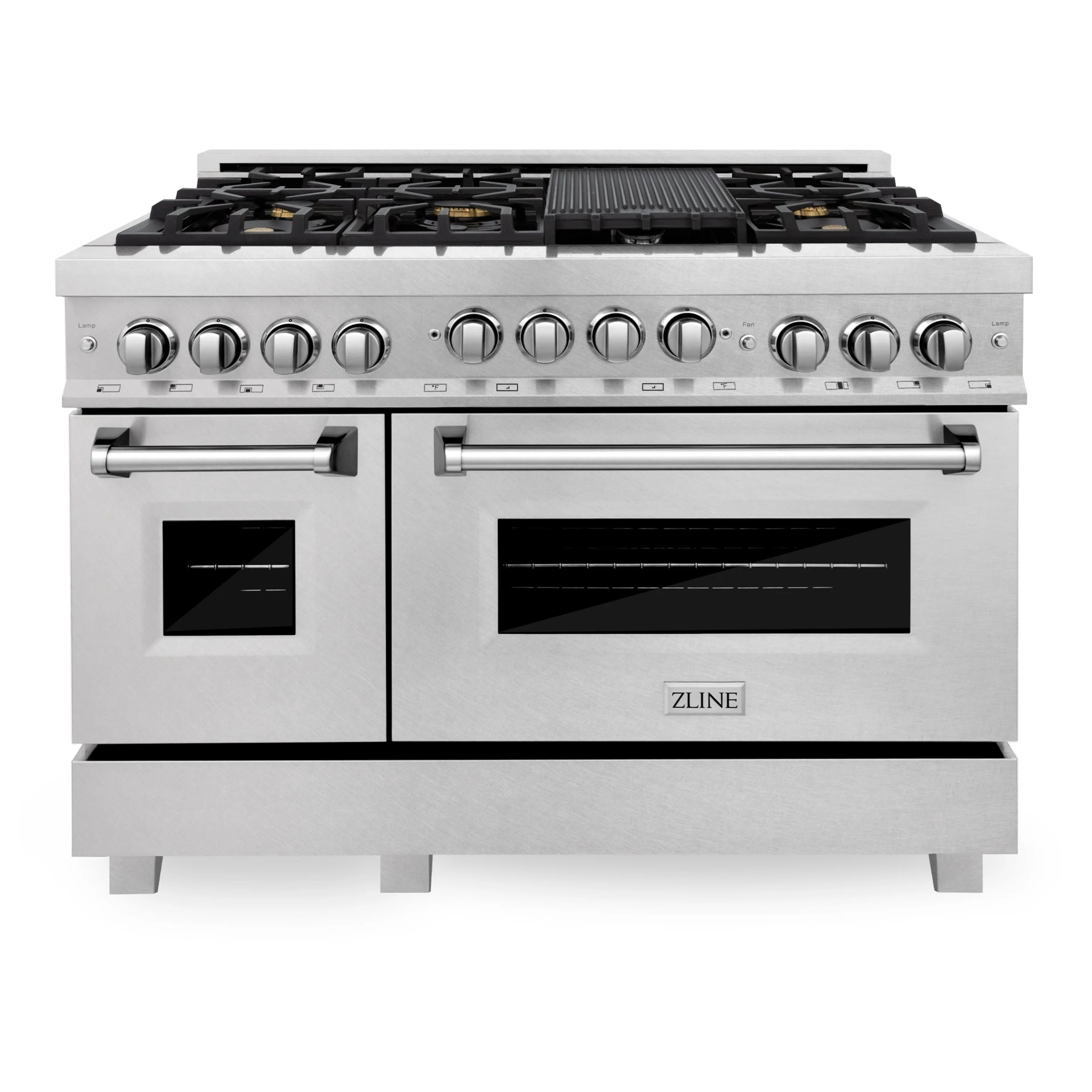 ZLINE 48 In. 6.0 cu. ft. Range with Gas Stove and Gas Oven in DuraSnow® Stainless Steel with Brass Burners, RGS-SN-BR-48 - Inhomebuy