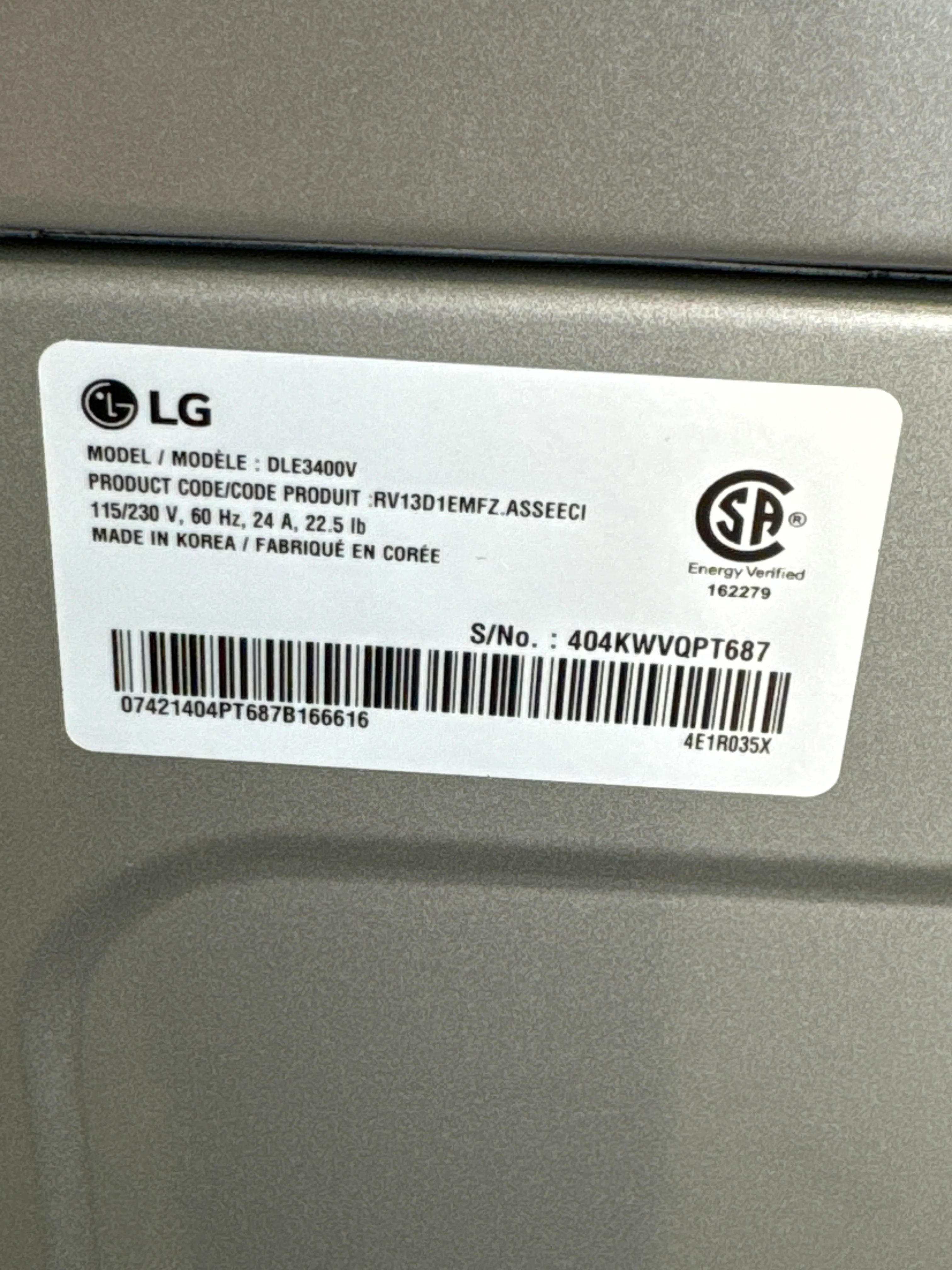 LG 7.4 CU. FT. GRAPHITE STEEL ULTRA LARGE CAPACITY ELECTRIC DRYER WITH SMARTDIAGNOSIS - DLE3400V - Inhomebuy