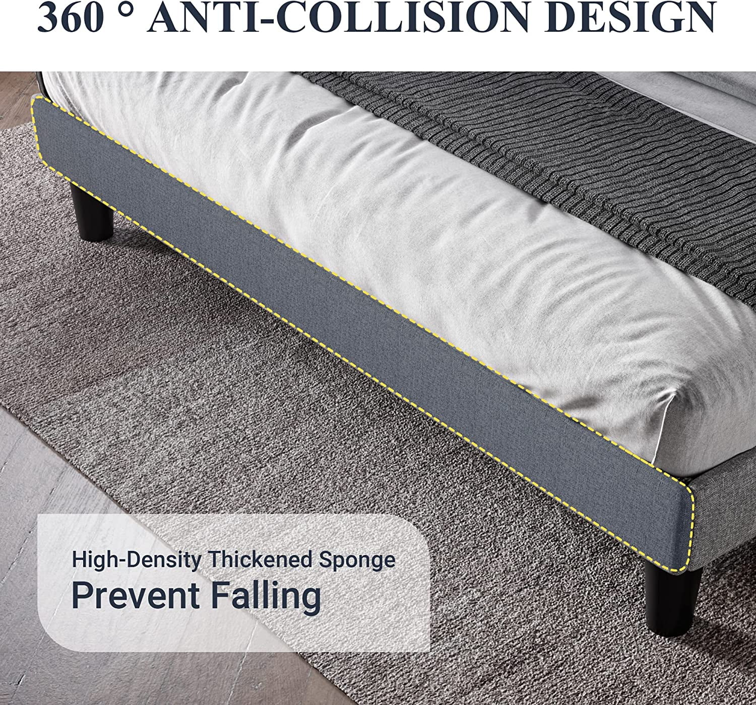 Allewie Queen Size Upholstered Platform Bed Frame with Wingback and Button Tufted Headboard, Dark Grey - Inhomebuy