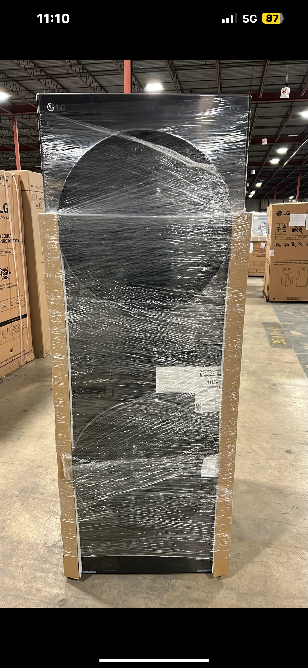 LG BLACK STEEL SINGLE UNIT FRONT LOAD WASHTOWER WITH CENTRE CONTROL 5.2 CU. FT. STEAM WASHER AND 7.4 - Inhomebuy