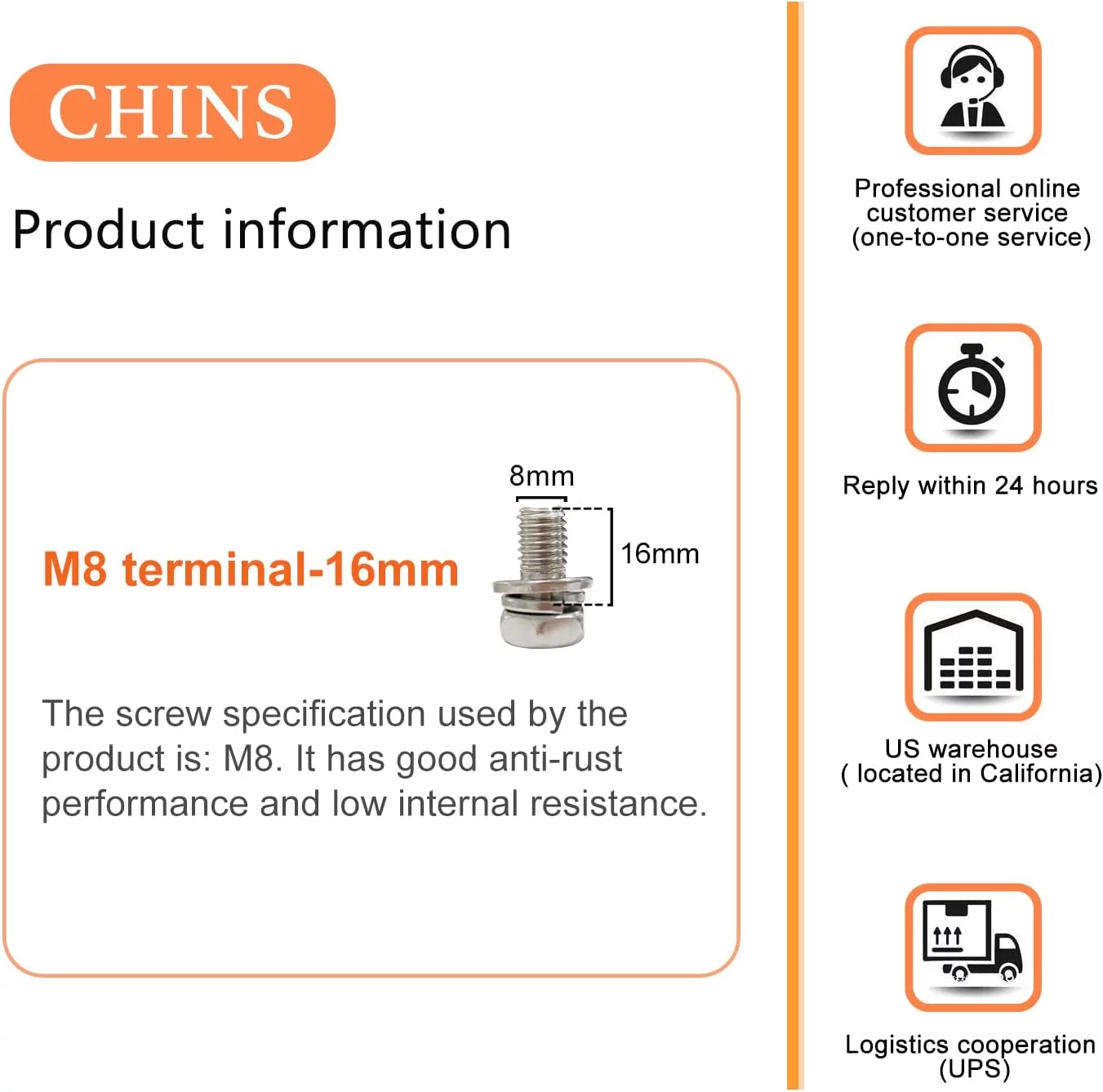 CHINS Smart LiFePO4 Lithium Iron Battery 12.8V 100Ah for Boat Fishing - Inhomebuy