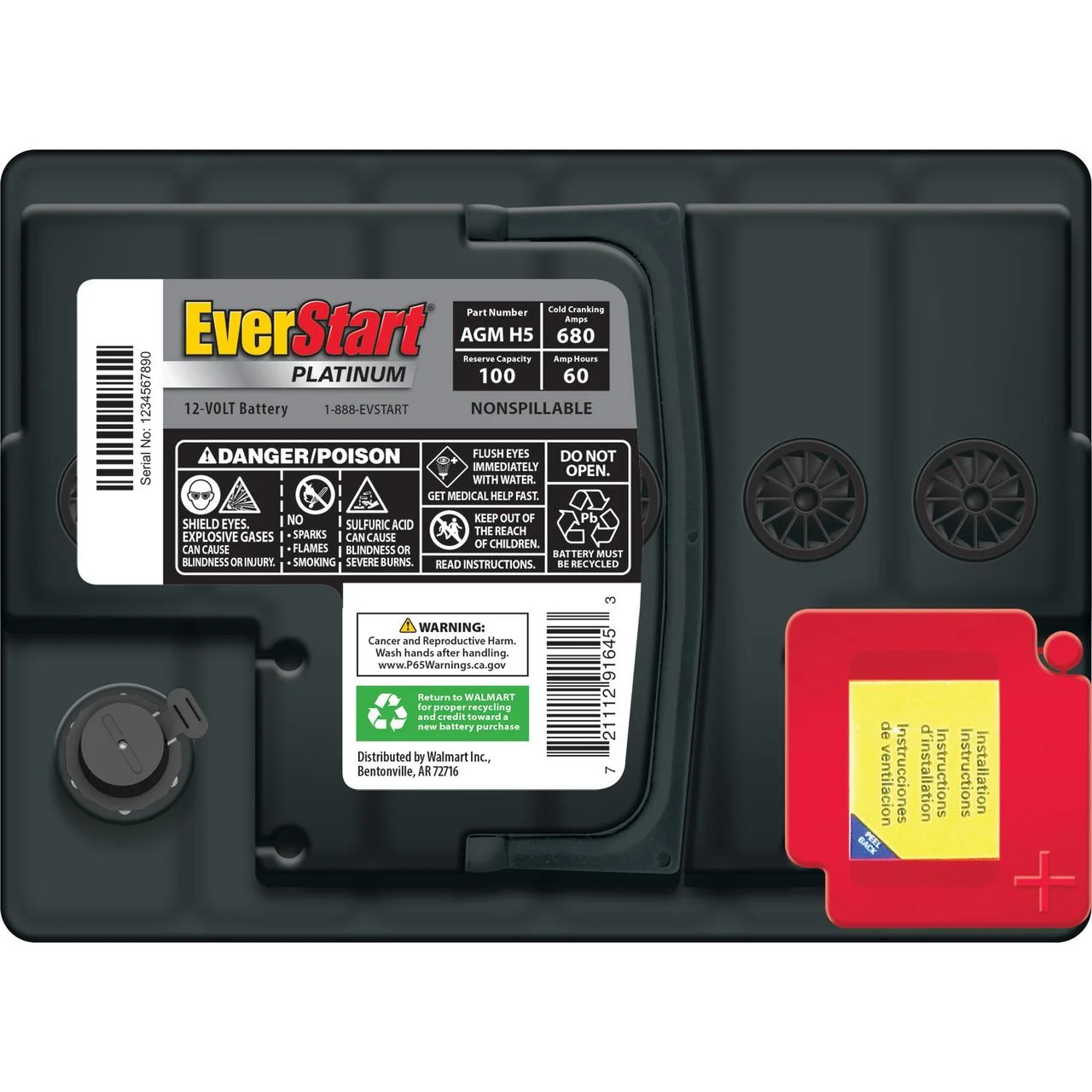 EverStart Platinum AGM Automotive Battery, Group Size H5 / LN2 / 47 12 Volt, 680 CCA - Inhomebuy