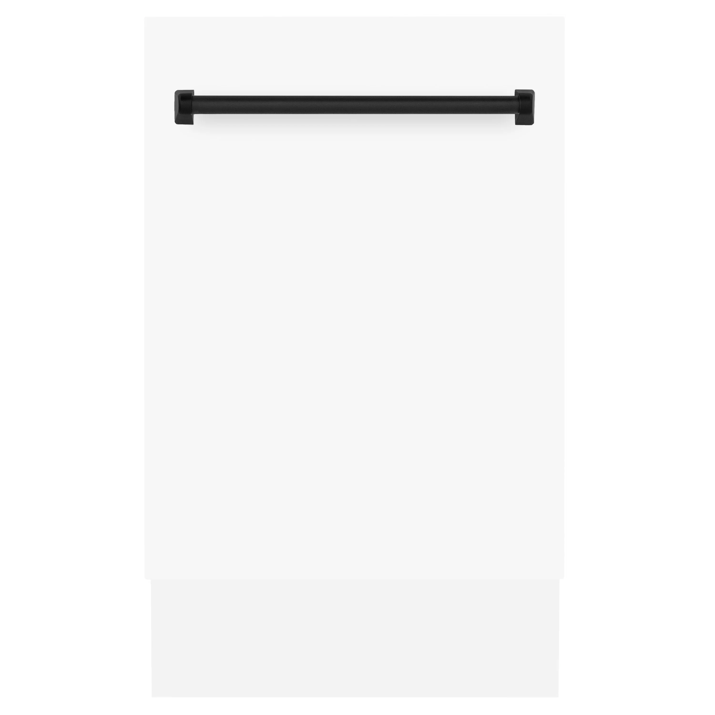 ZLINE Autograph Series 18 In. Dishwasher in White Matte with Matte Black Handle, DWVZ-WM-18-MB - Inhomebuy