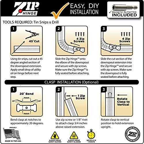Zip Hinge Plus Made in The USA Gutter Extension Hinges - Inhomebuy