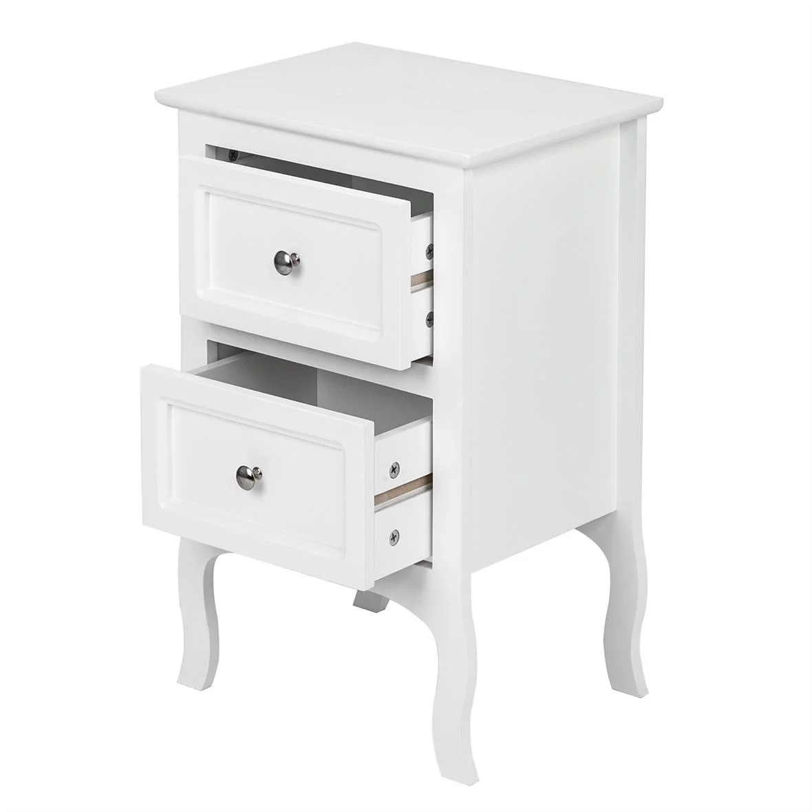 UBesGoo Nightstand End Table with 2 Drawer,White Finish - Inhomebuy