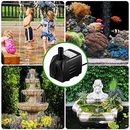 PULACO 10Watt 160GPH Submersible Fountain Pump wiht LED Light for Water Feature - Inhomebuy
