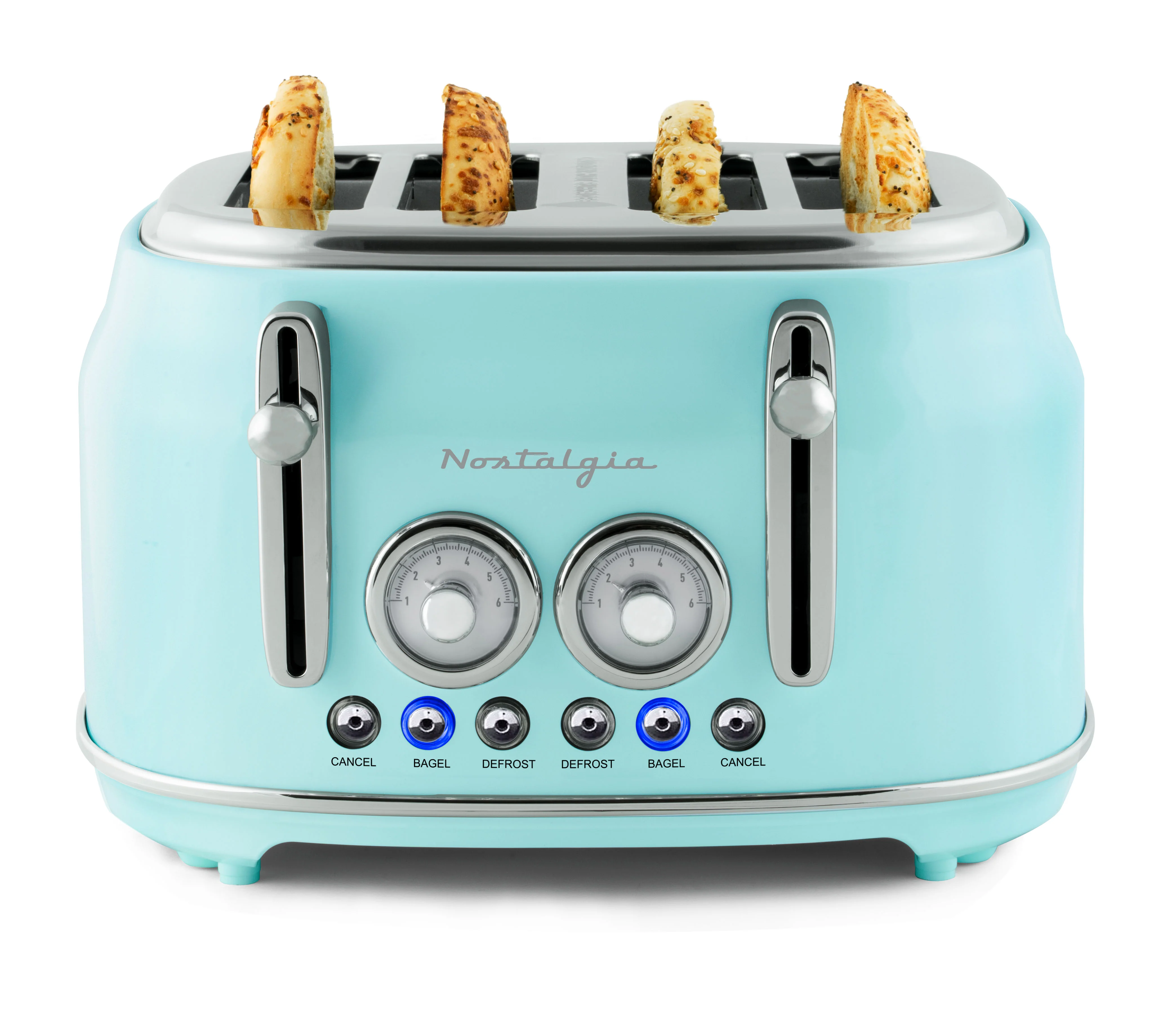 Classic Retro 4-Slice Toaster, Aqua - Inhomebuy