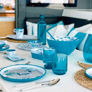 Bahamas Water Glass Set 6 Pcs Ecozen Turquoise - Inhomebuy