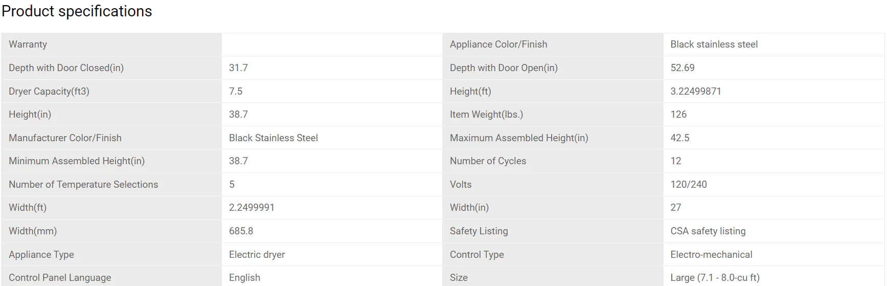 Samsung Reversible Side Swing Door Stackable Electric Dryer - DVE51CG8005VAC - Inhomebuy