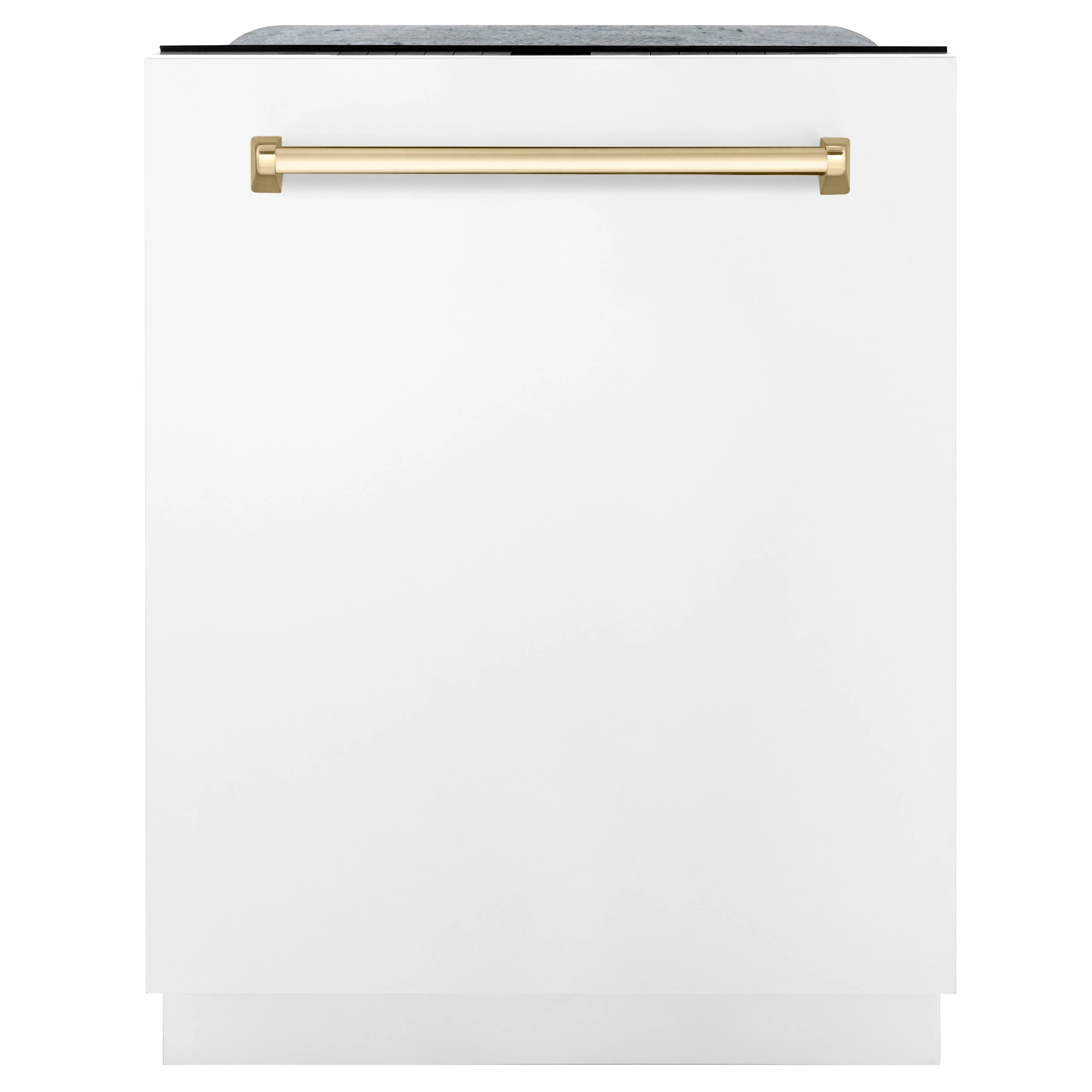 ZLINE Autograph Edition 24 inch Tall Dishwasher, Touch Control, in White Matte with Gold Handle, DWMTZ-WM-24-G - Inhomebuy