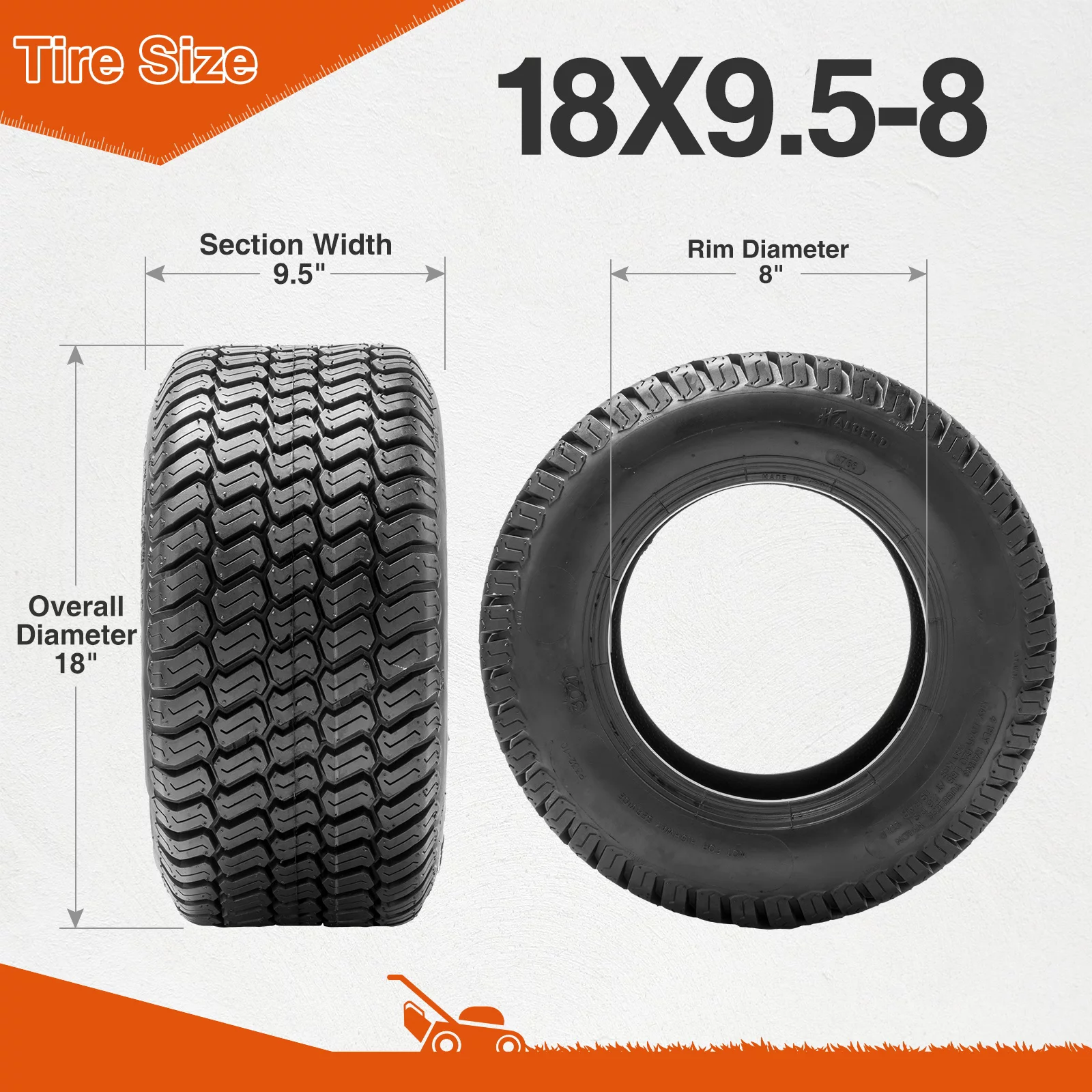 HALBERD 18x9.5-8 18x9.5x8 Lawn Mower Tires 4PR Tubeless Turf Saver  ATV Garden Tire Set of 2 - Inhomebuy