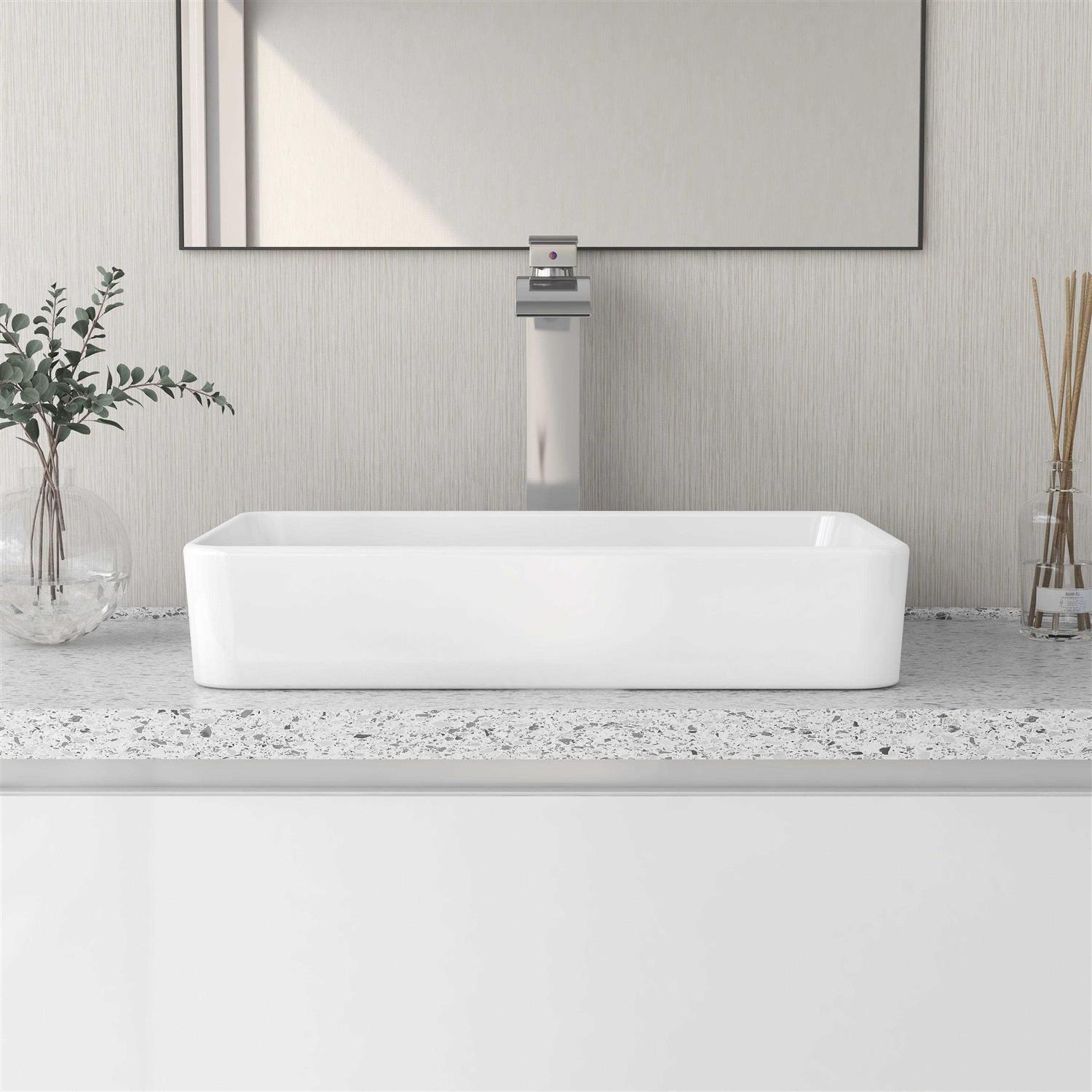 DeerValley DV-1V031 Ally 19 Ceramic Rectangular Bathroom Sink Vessel Sink Sink Finish - Inhomebuy