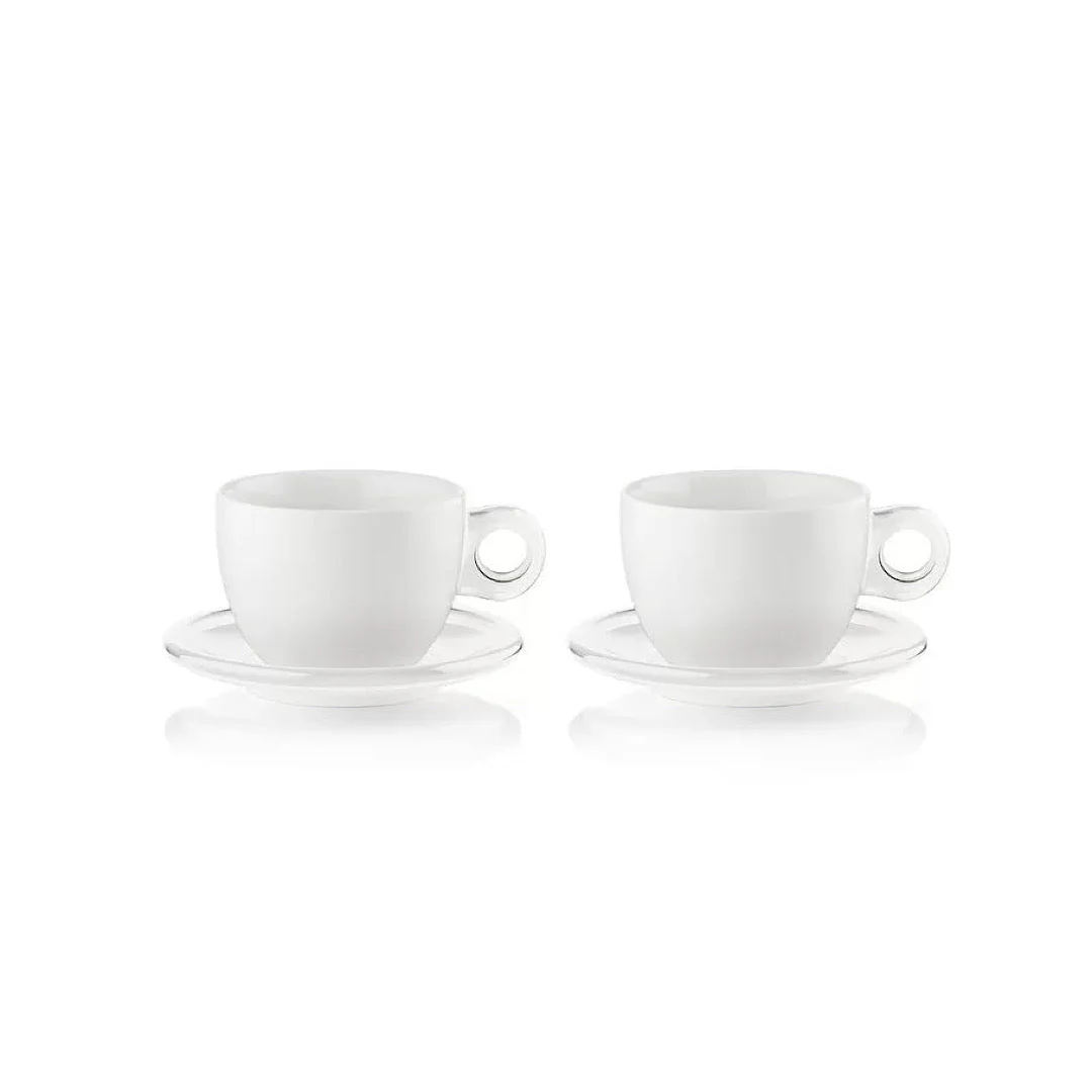 Set of 2 Breakfast Cups WITH Saucers Sky Grey - Inhomebuy