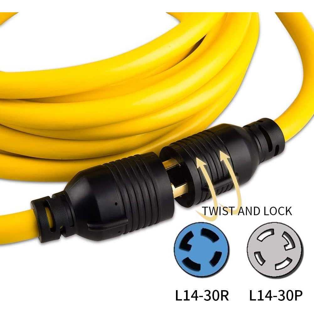Yodotek Heavy Duty Generator Locking Power Cord NEMA L14-30P/L14-30R,4 Prong 10 Gauge Sjtw Cable - Inhomebuy