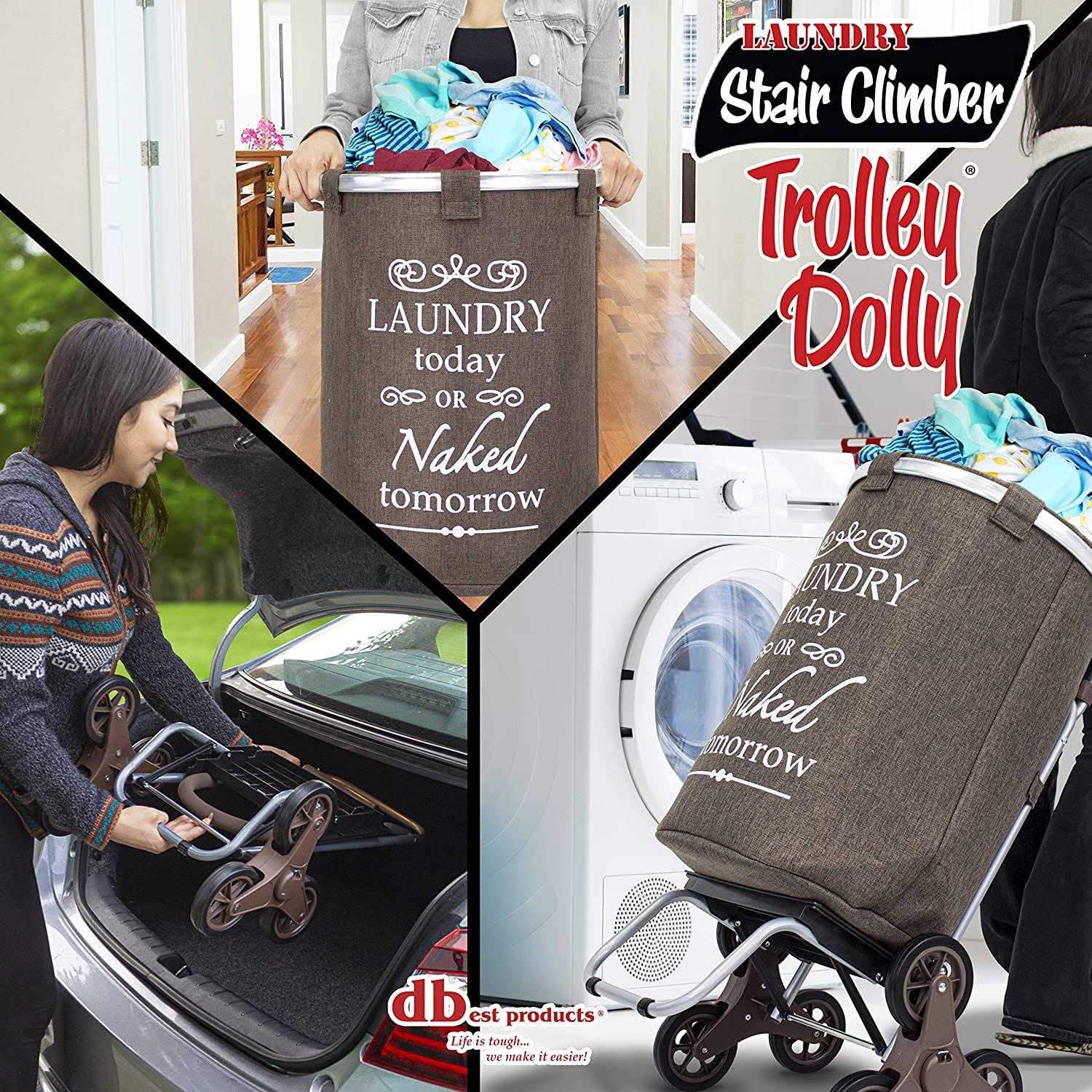 Dbest products Stair Climber Trolley Dolly Laundry Hamper - Inhomebuy