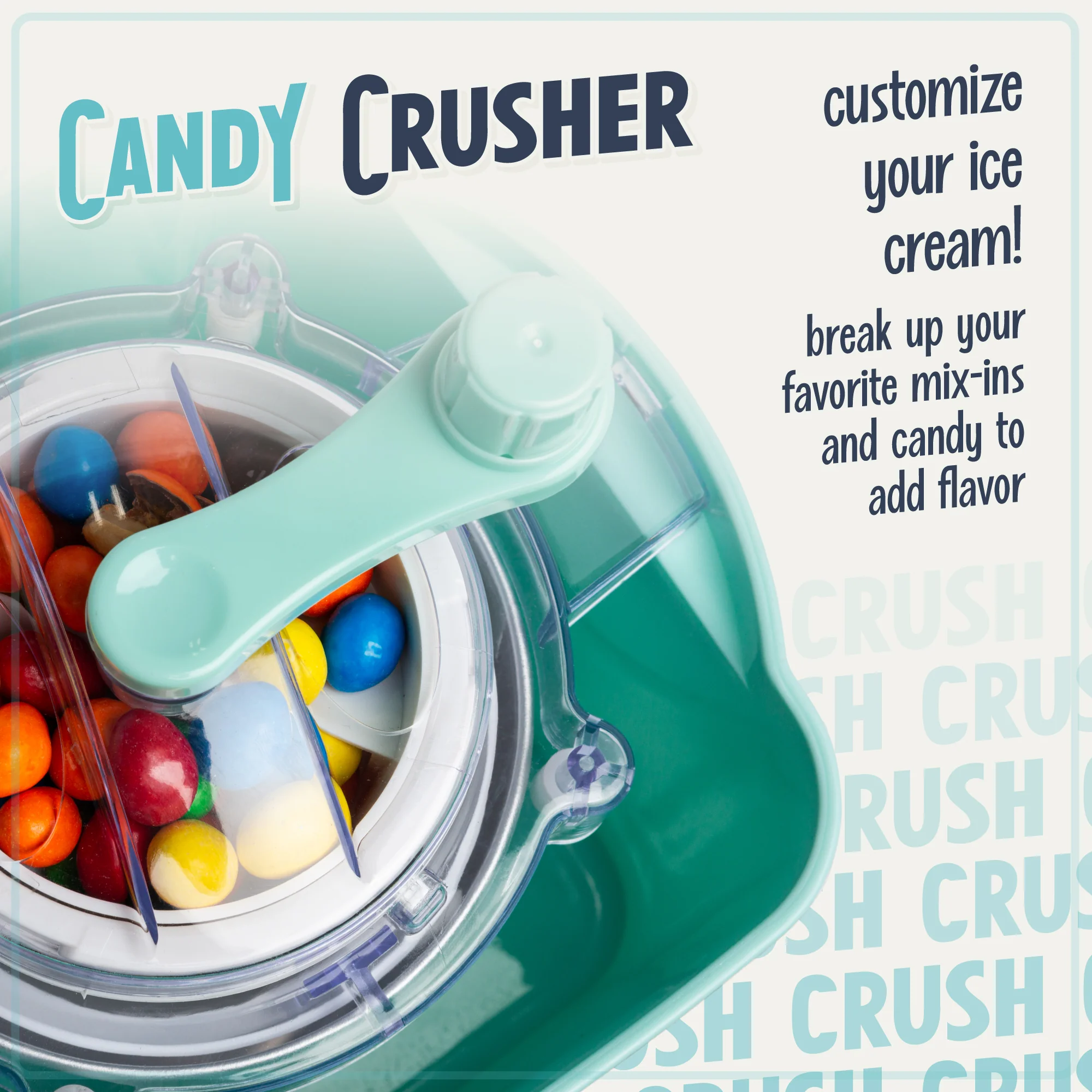 2-Quart Electric Ice Cream Maker With Candy Crusher, Aqua/Stainless Steel - Inhomebuy