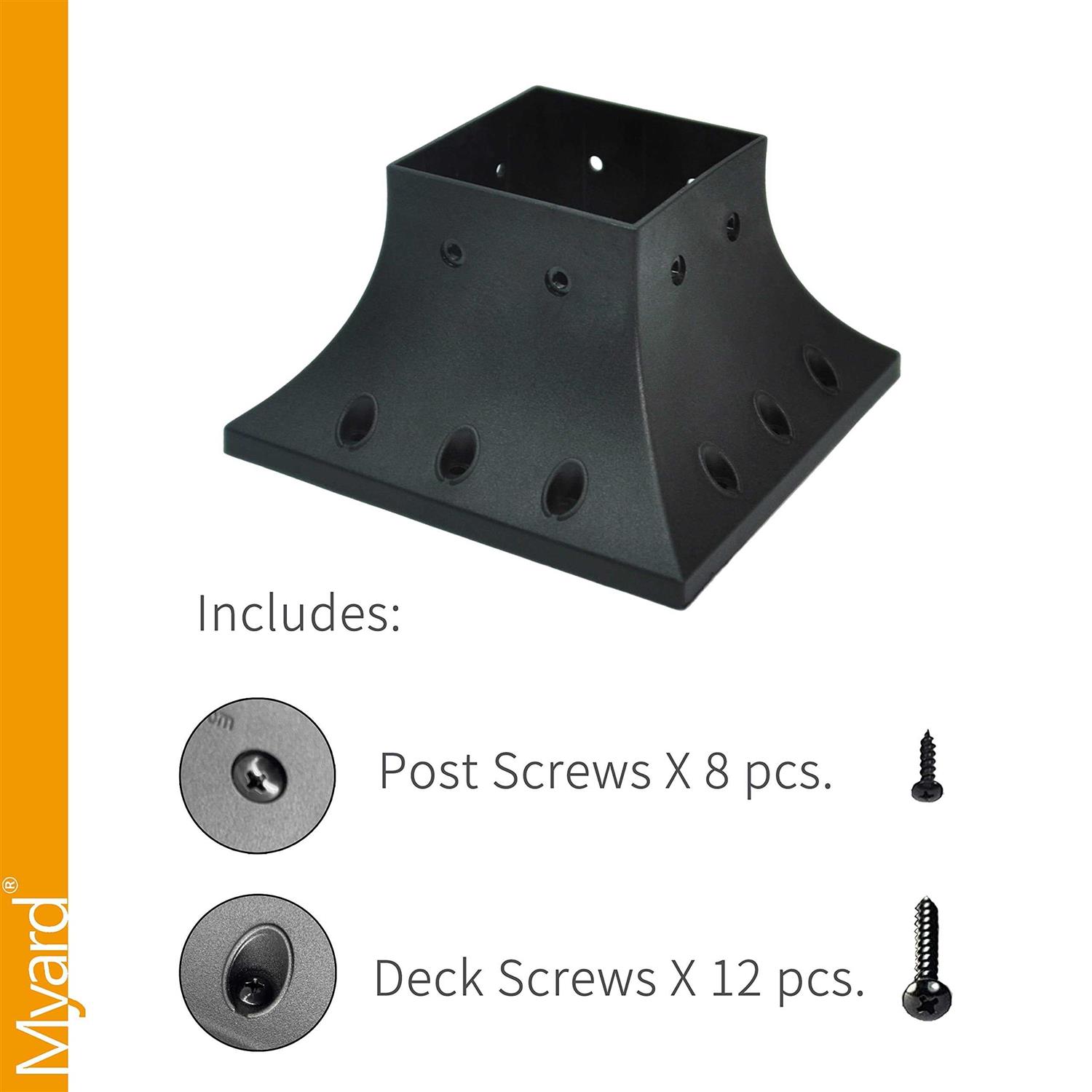 Myard Pnp114040 4×4 Inches Post Base Cover Skirt Flange with Screws for Deck Porch Handrail Railing Support Trim Anchor - Inhomebuy