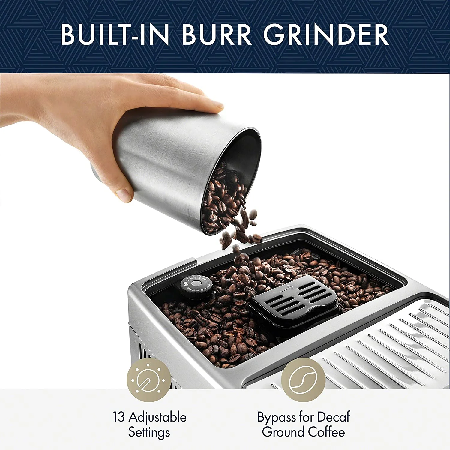 DeLonghi Dinamica with LatteCrema Fully Automatic Espresso Maker: with iced coffee, automatic milk frother, silver | ECAM35075SI - Inhomebuy