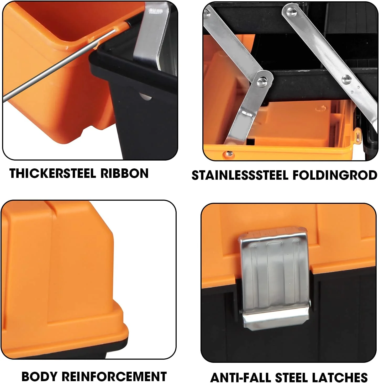 Torin ATRJH-3430T 17-Inch 3-Layer multi-function Toolbox with Tray and Dividers,Orange Folding Tool Organizers,Plastic Tool Storage box - Inhomebuy