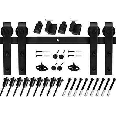 EaseLife 8 ft Double Door Sliding Barn Door Hardware Track Kit,Basic J Pulley,Heavy Duty,Slide Smoothly Quietly,Easy Install - Inhomebuy