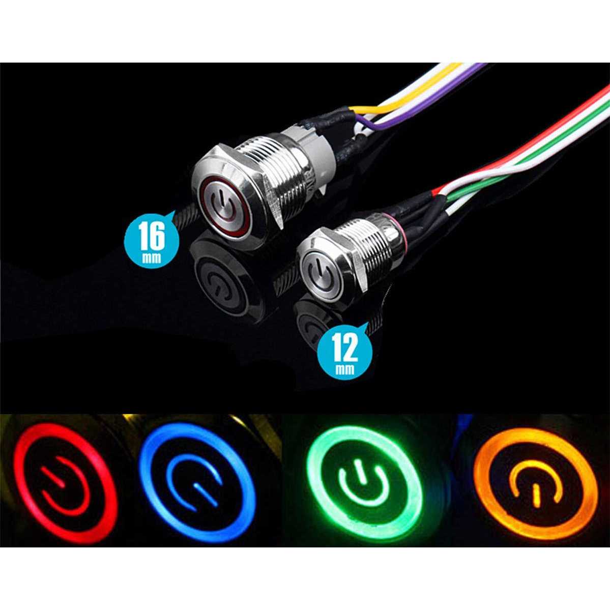 NOYITO Chassis Switch Metal Button Switch with 22inchs Extension Cable Red Yellow Blue Green Switch Symbol Suitable for Computer DIY Switch - Inhomebuy