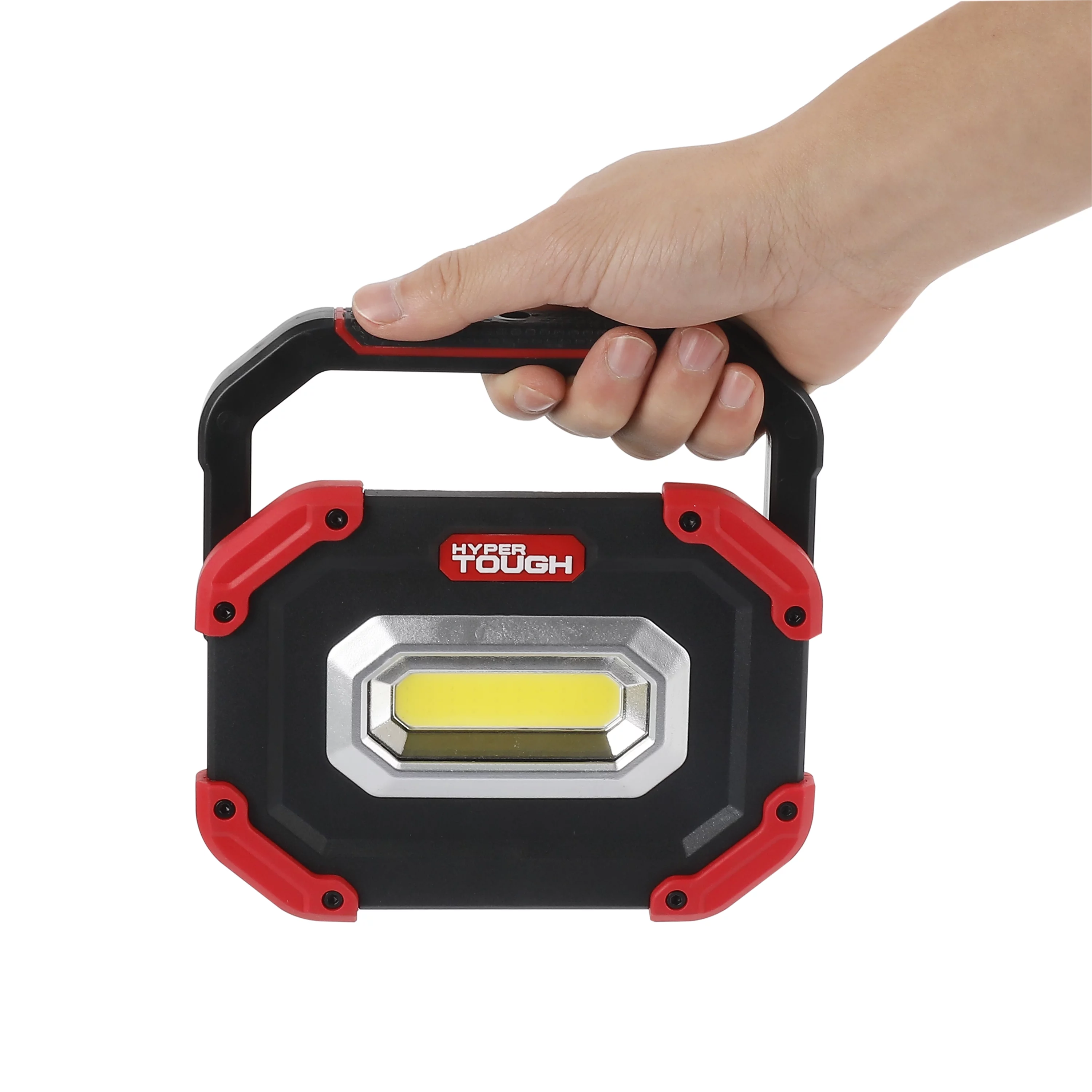 Hyper Tough 1200 Lumen LED Rechargeable Portable Work Light, Red, Black - Inhomebuy