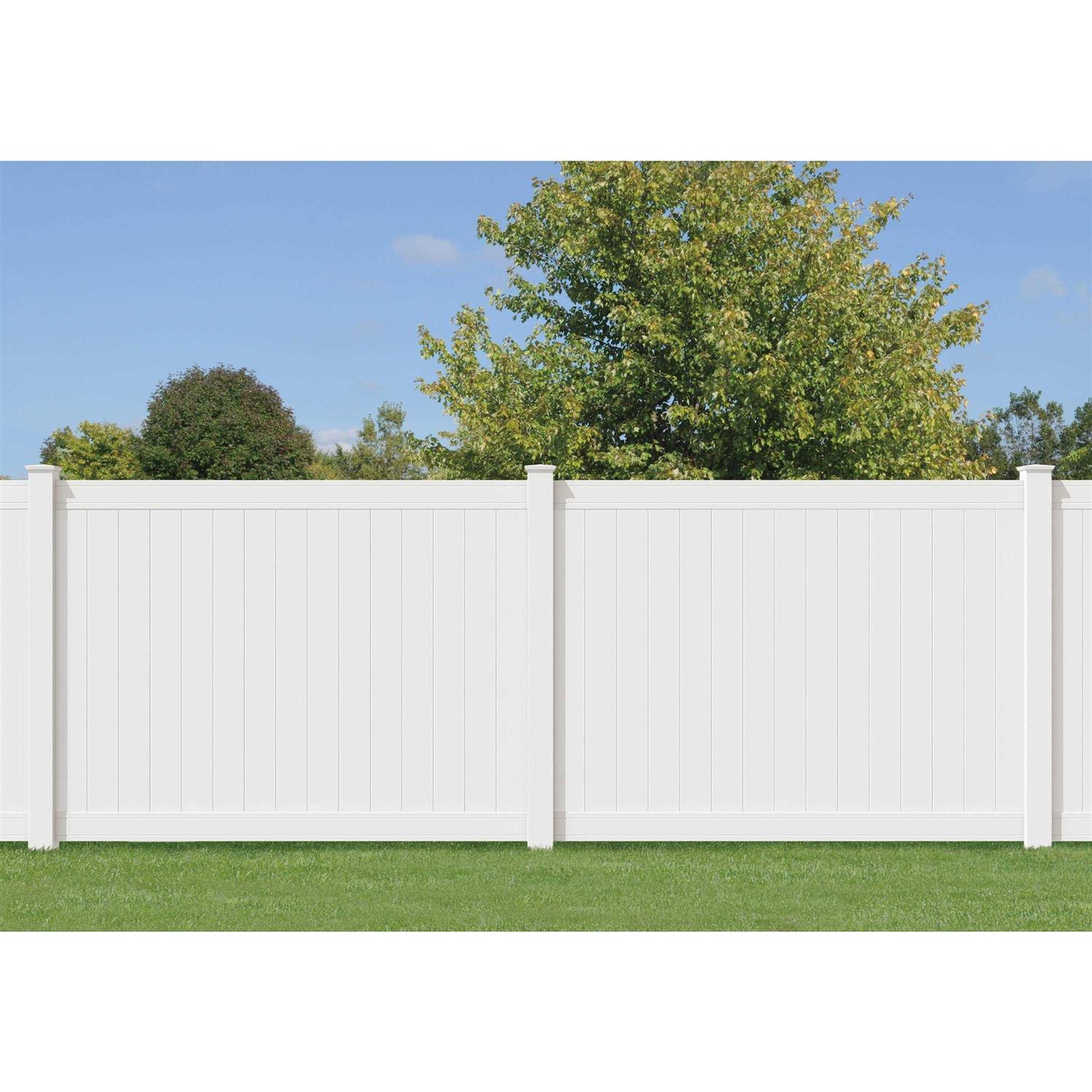 Outdoor Essentials Pro-Series 6 ft. H x 8 ft. W Tan Vinyl Woodbridge Privacy Fence Panel - Inhomebuy