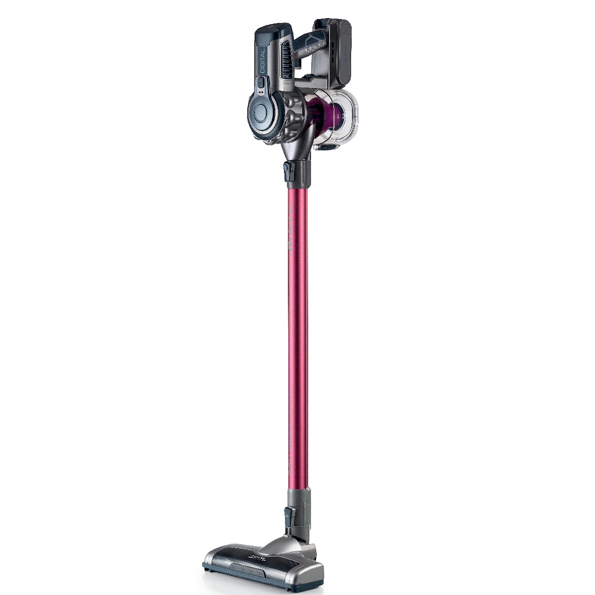 Cordless Electric Broom With Pink Digital Motor 2 In 1 22.2 V - Inhomebuy