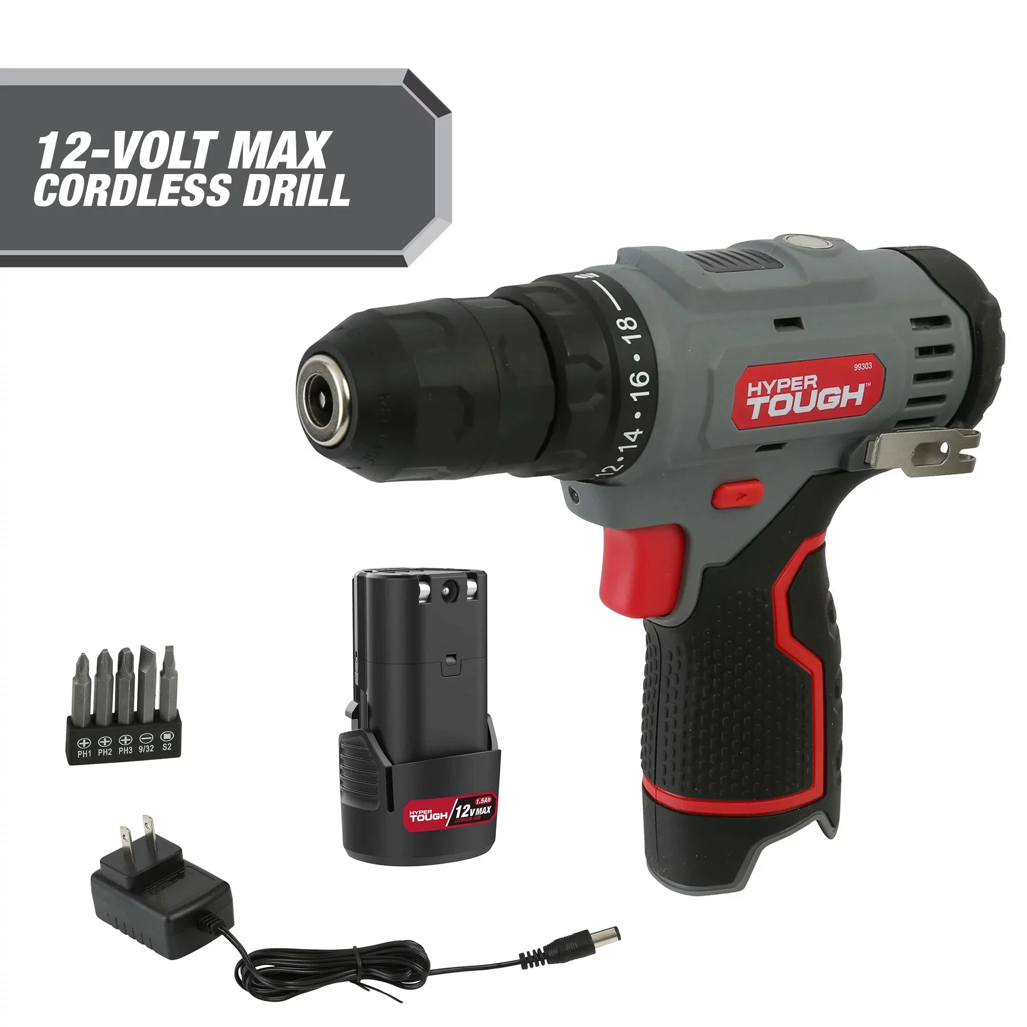 Hyper Tough 12-Volt Cordless Drill Plus 4 Ah Battery, 99303 - Inhomebuy