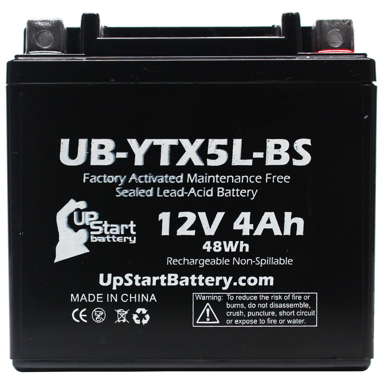 YTX5L-BS Battery Replacement (4Ah, 12v, Sealed) Factory Activated, Maintenance Free Battery Compatible with - 2006 Honda CRF150F, 2006 Honda CRF250X, 2005 Honda CRF250X, 2004 Honda CRF250X - Inhomebuy