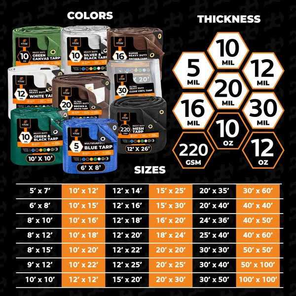 Xpose Safety Super Heavy Duty 16 Mil Brown Poly Tarp - Inhomebuy