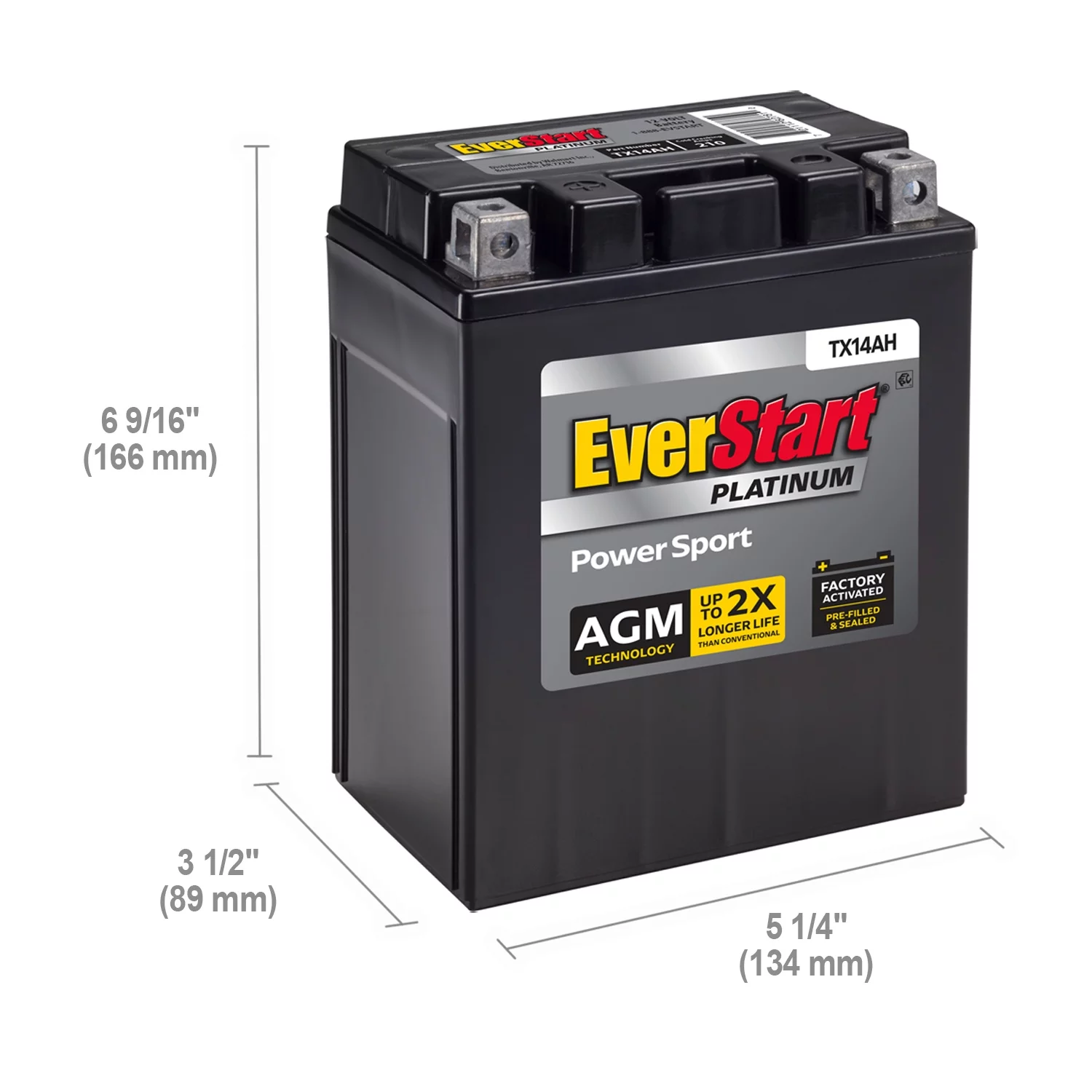 EverStart Premium AGM PowerSport Battery, Group Size TX14AH 12 Volt, 220 CCA - Inhomebuy