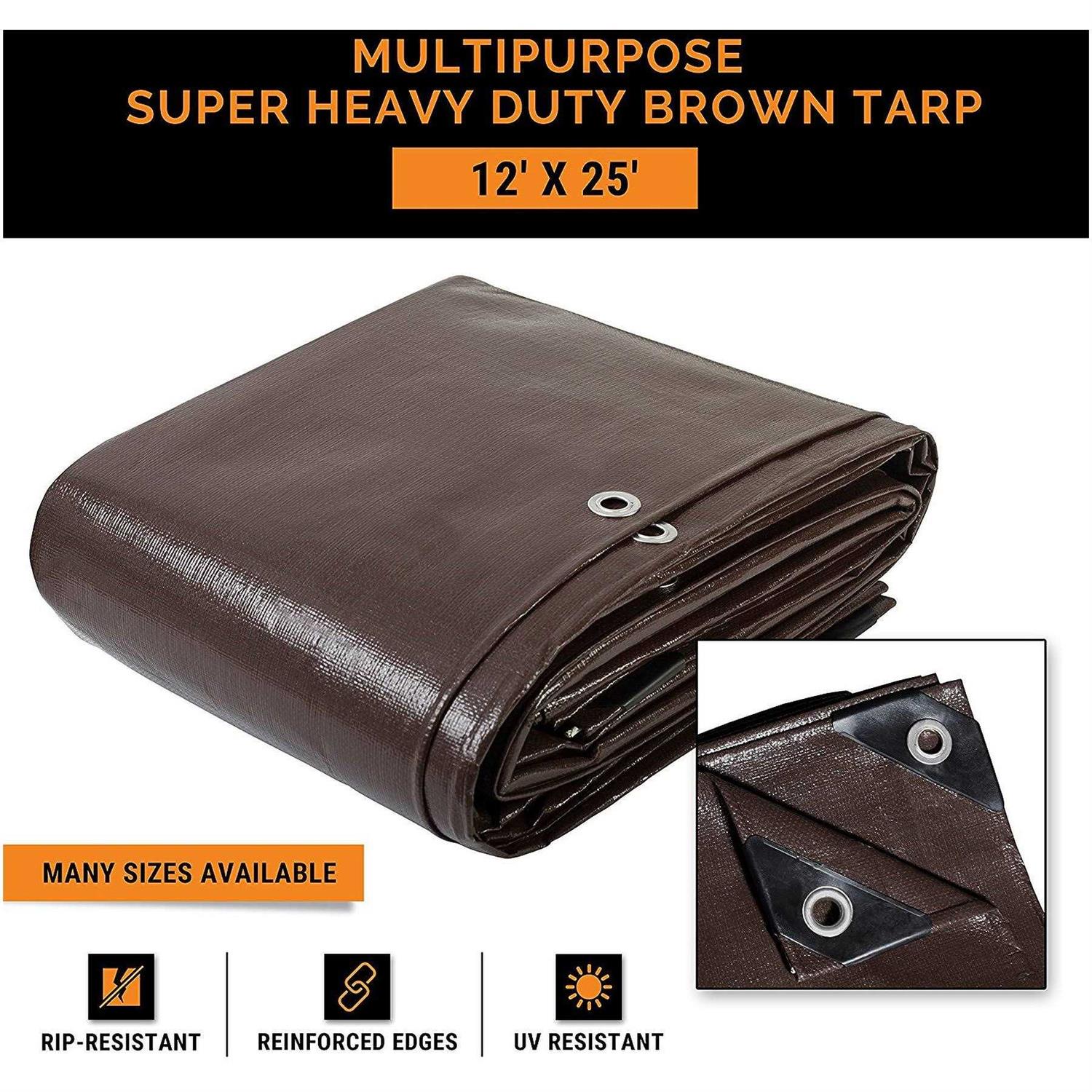 Xpose Safety Super Heavy Duty 16 Mil Brown Poly Tarp - Inhomebuy