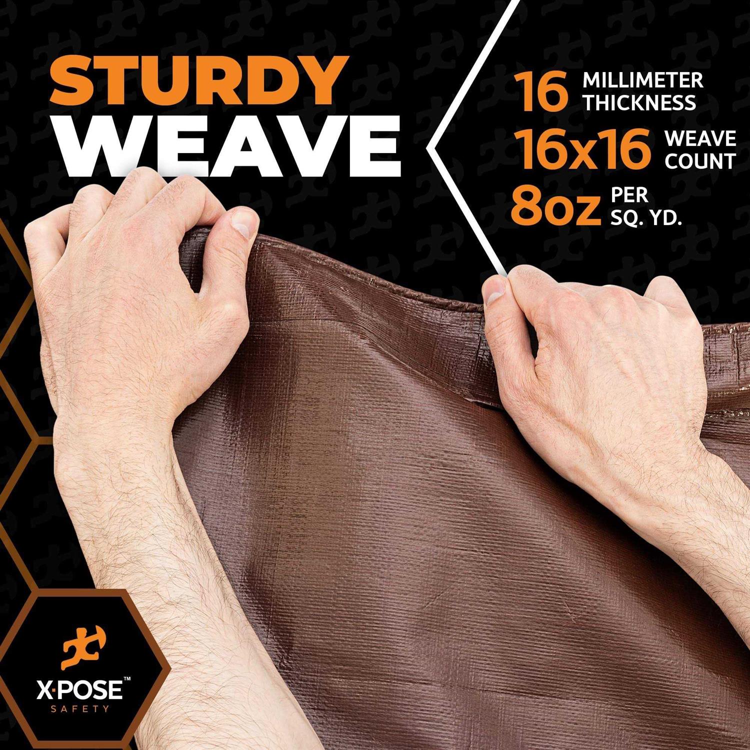 Xpose Safety Super Heavy Duty 16 Mil Brown Poly Tarp - Inhomebuy
