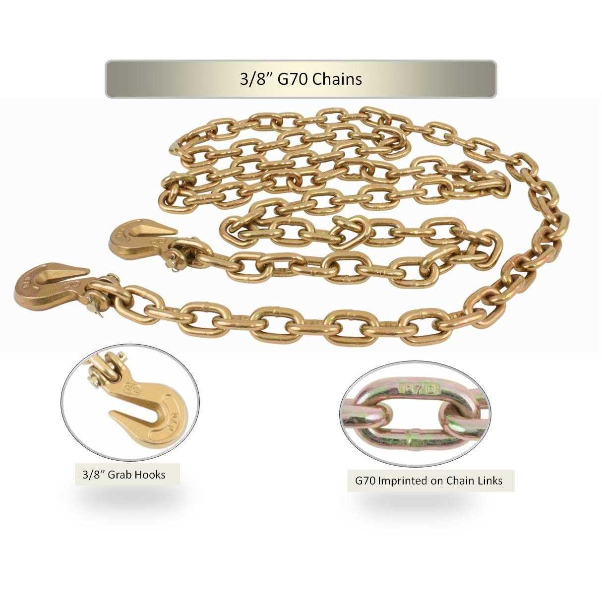 Mytee Products Grade 70 Binder Chain with Clevis Grab Hooks - Inhomebuy