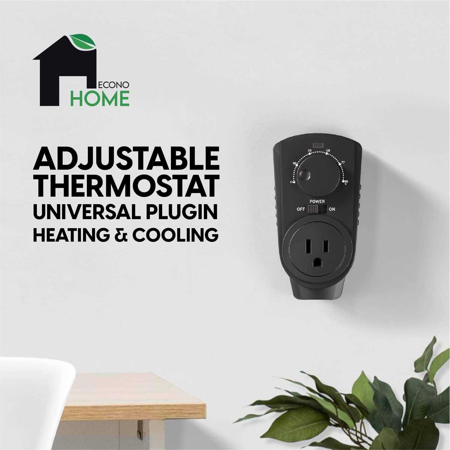 Econohome Adjustable Thermostat Universal Plugin Heating & Cooling Thermostat - Inhomebuy