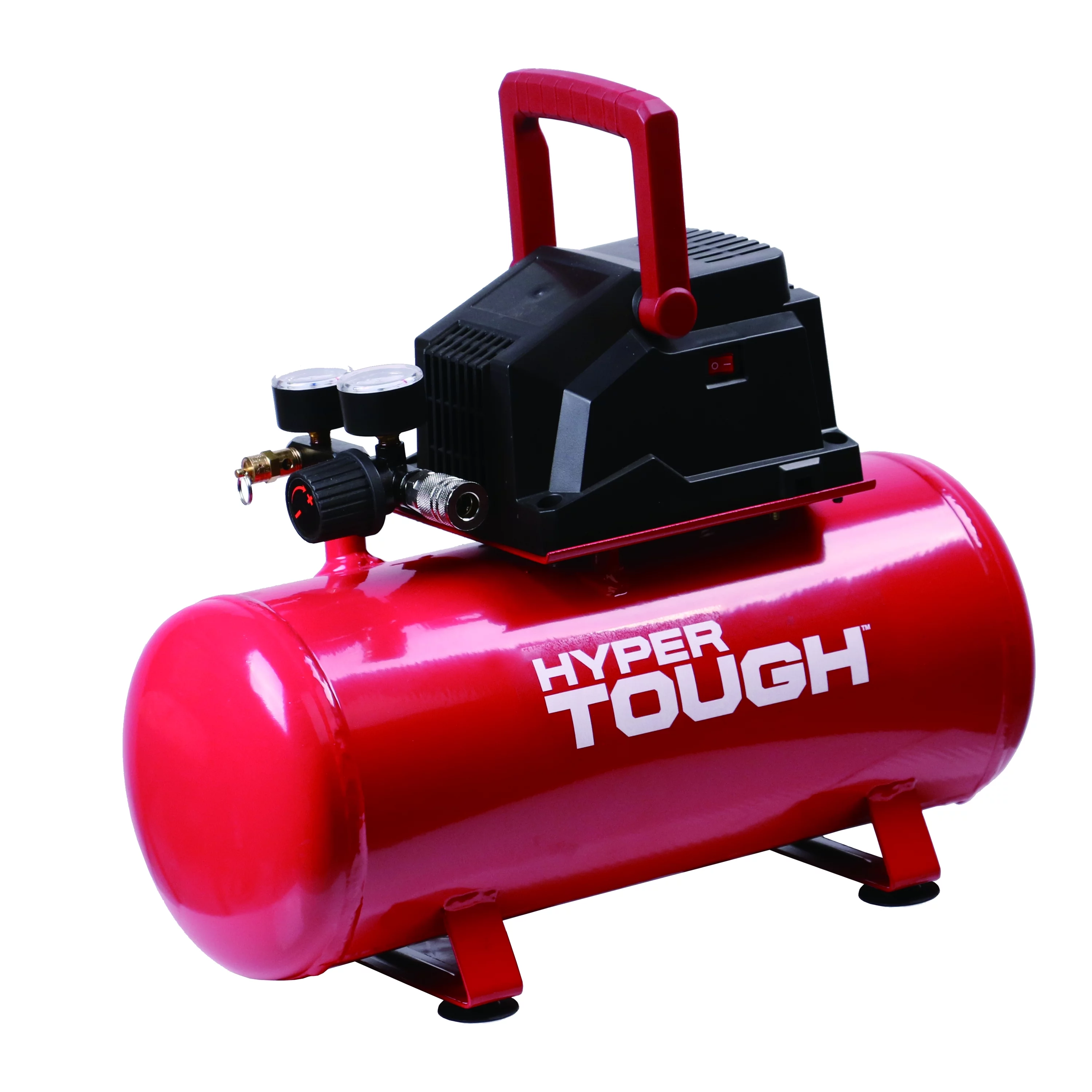 Hyper Tough 3 Gallon Oil Free Portable Air Compressor, 100PSI, Red - Inhomebuy