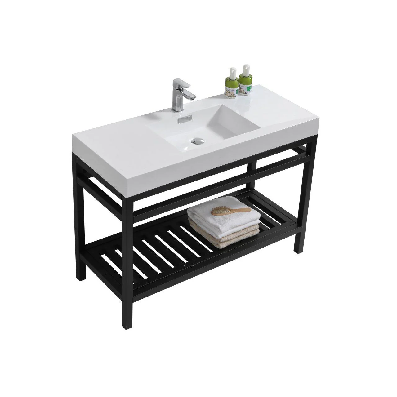 KubeBath Cisco 48 in. Stainless Steel Console with Acrylic Sink - Matte Black, AC48-BK - Inhomebuy