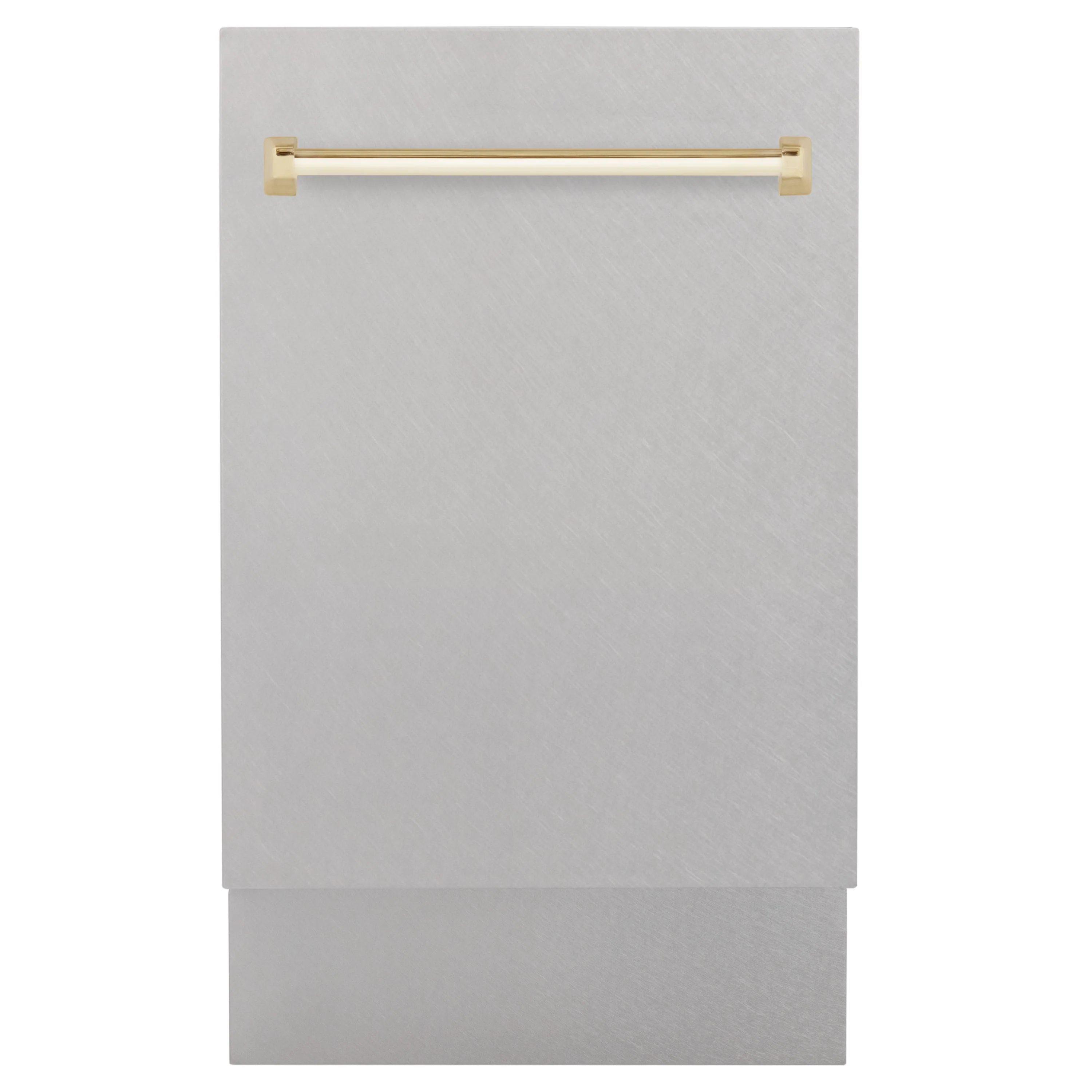 ZLINE Autograph Series 18 In. Dishwasher in DuraSnow® Stainless Steel with Gold Handle, DWVZ-SN-18-G - Inhomebuy