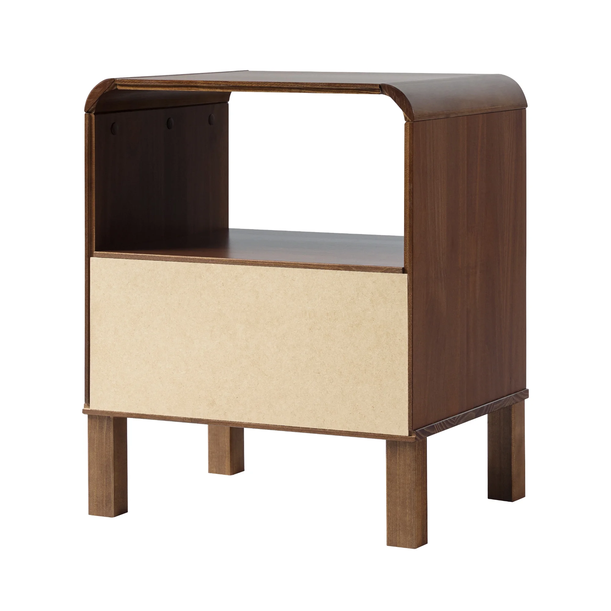 Walker Edison Modern Curved-Frame Solid Wood Nightstand, Brown - Inhomebuy