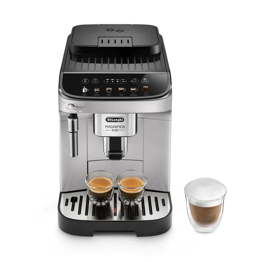 DeLonghi Magnifica Evo Fully Automatic Espresso Maker: with 6 one-touch recipes, silver & black | ECAM29043SB - Inhomebuy