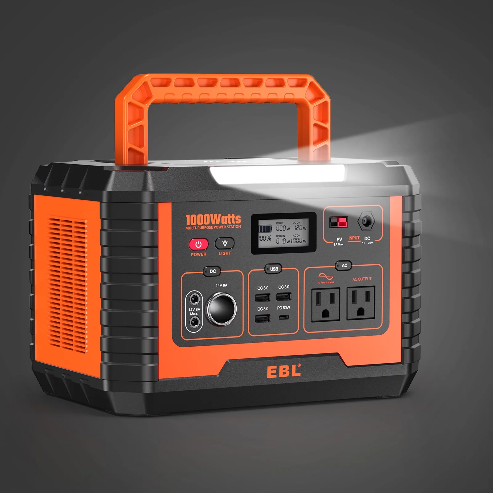 1000W Portable Solar Power Station Generator Emergency Backup Power Bank Camping - Inhomebuy