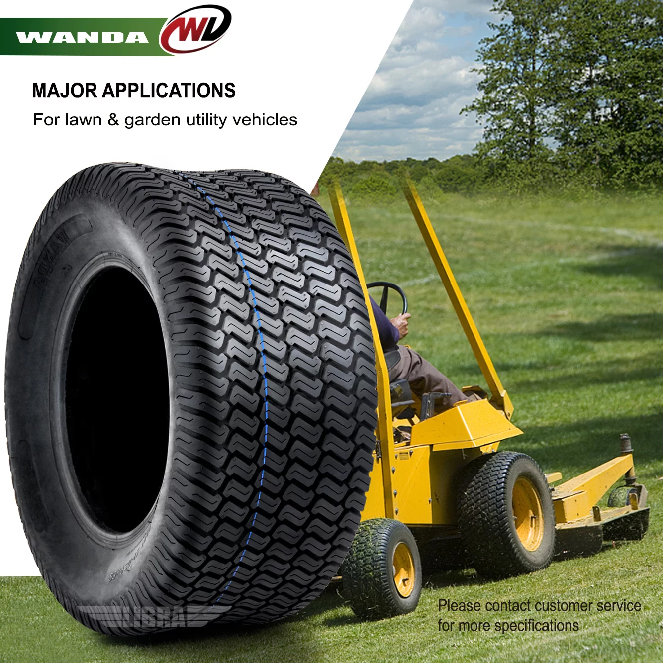 Set of 4 New Lawn Mower Turf Tires 15x6-6 Front & 18x9.5-8 Rear /4PR -13016/32 - Inhomebuy